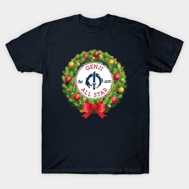 Christmas All Star Overwatch Genji Wreath T-Shirt by Rebus28